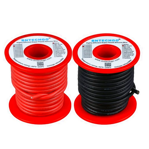 BNTECHGO 14 Gauge Silicone Wire Spool red and Black Each 25ft Flexible 14 AWG Stranded Tinned Copper Wire