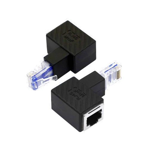 YACSEJAO Cat5e/Cat6 RJ45 Ethernet Adapter，2Pack 90 Degree Ethernet RJ45 / 8P8C Male to Female Right Angle Adapter Support Cat6 / Cat5e / Cat5 Standard LAN Cable（Down）