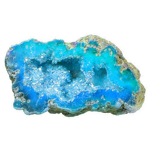 mookaitedecor Angel Aura Quartz Geode Stone Titanium Coated Natural Rock Crystal Cluster Specimen for Reiki Healing Meditation Home Decor 0.22-0.44 LB, Light Blue
