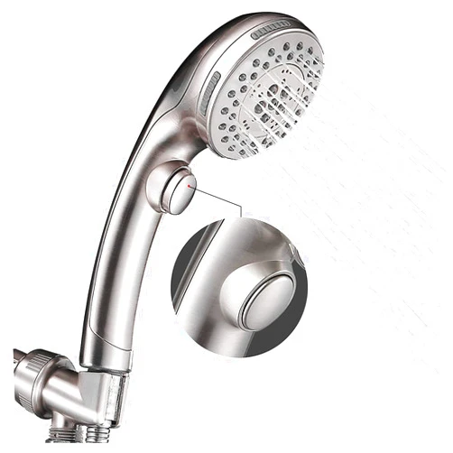 DOILIESE Shower Head, High Pressure 6 Setting Shower Head Hand-Held with ON/OFF Switch and Spa Spray Mode - Shower Heads with Handheld Spray High Pressure - Brushed Nickel