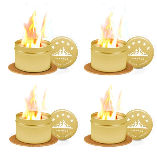 KAKWACO Tabletop Fire Pit Portable Campfire Camping Emergency Fire Starters 4 Pack Bonfire S'more Maker for Picnic Camping Outdoor Indoor Home Decoration (Upgraded)