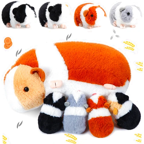 Liliful Nurturing Guinea Pigs Stuffed Animal Set, 16 Inch Mommy Plush Guinea Pig with 4 Baby Guinea Pigs Toy Birthday Party Favors