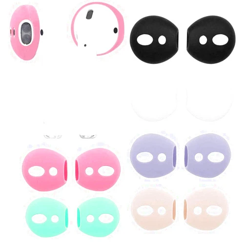 ALXCD Fit in Case Ear tip Covers Replacement for AirPods, 6 Pairs Ear tips Soft Silicone Replacement Earbud Tips for AirPods 1 AirPods 2, 6 Pairs, White Black Rose Gold Green Pink Purple