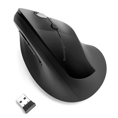 Kensington Pro Fit Ergo Vertical Wireless Mouse- Black (K75501WW), 2.8