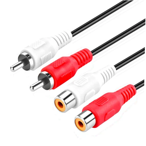 TNP Products TNP RCA Piggyback Extension Cable (12 Feet) 2RCA Audio Extender Adapter Cord Wire Coupler Male to Female Dual Red/White Connector Jack Plug Extend Video Audio 2 Channel Stereo (Right and Left)