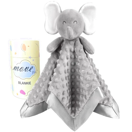 MOVEPAI Baby Security Blanket, Soft Baby Lovey Toy Blanket for Boys and Girls, Snuggle Toy Lovie Newborn Gift, Unisex Baby Plush Gray Elephant 16 Inch