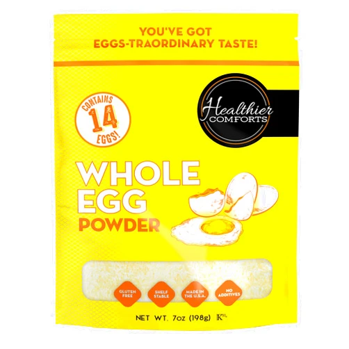 Healthier Comforts Whole Egg Powder | Pure Dried Whole Eggs | Pasteurized, Ready to Eat | Gluten Free, Made in USA | Perfect for Baking, Camping, Hiking, Shelf Stable Meal Preparation (7 oz)