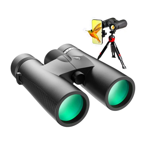 Three Triping 10x42 HD Binoculars for Adults High Powered with Phone Adapter, Tripod and Tripod Adapter, IPX7 Waterproof Binoculars with Clear Low Light Vision, Binoculars for Bird Watching Cruise Ship Travel