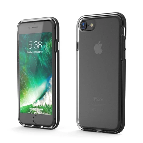 motomo iPhone 8/7 Case, INO ACHROME Shield Black iPhone Cover, 4.7 Inches, Clear Back