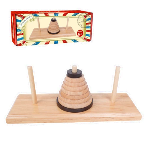Gothink Wooden Nine-Storey Tower of Hanoi Logic Puzzle Brain Teaser Intellectual Toy for Kids and Adults