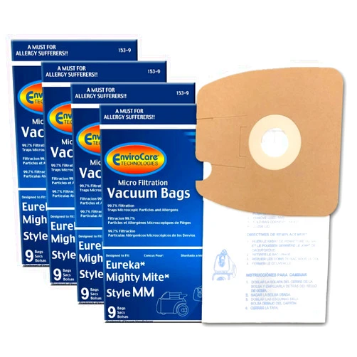 Envirocare Replacement Micro Filtration Vacuum Cleaner Dust Bags made to fit Eureka Style MM 60297A Style-10. Replaces Part# 60295C (Mighty Mite Vacuums) 36 pack