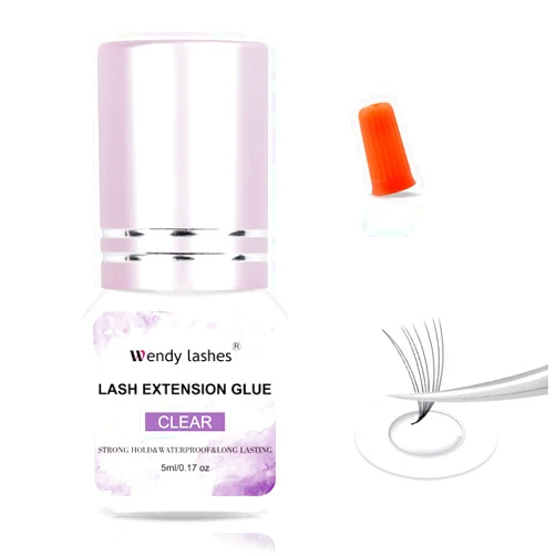 WENDY LASHES Lash Glue Lash Extension Glue 1-2s Fast Drying Strong Hold Clear Glue Long Lasting Glue Waterproof Eye Lash Glue Lash Extension Low Irritation Glue Sensitive Lash Glue for Professional Use(Clear-5ml)