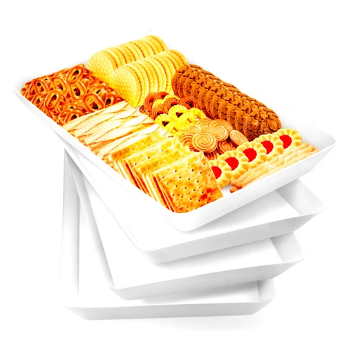 WOWBOX 4 pcs Serving Tray for Entertaining, Serving Platters for Snacks, Fruit, Cookies, Dessert, Reusable Plastic Trays for Serving Food and Pantry Organization in Kitchen & for Parties