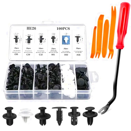 ZUOEAST 100PCS Universal Bumper Retainer Clips Car Plastic Fasteners Push Retainer Kit Auto Push Pin Rivets Set Door Trim Panel Fender