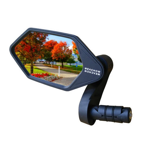 MEACHOW New Bar End Bike Mirror, Crystal UHD Automotive Grade Glass Lens E-Bike Mirrors, Scratch Resistant, Safe Rearview Mirrors, (Silver Left Side) ME-022LS