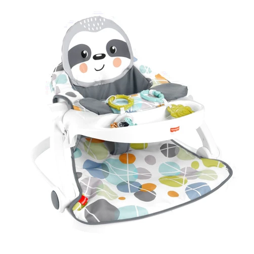 Fisher-Price Portable Baby Chair Sit-Me-Up Floor Seat with Snack Tray, Newborn Sensory Activity Toys & Plush Cute Sloth Washable Pad​