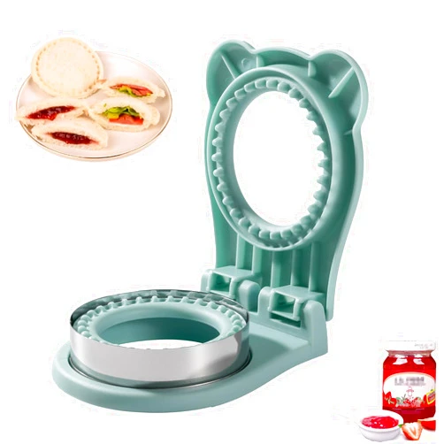 CHICHAUS Uncrustable Sandwich Maker, Sandwich Pocket Circle Shape Cutter & Sealer for Kids Breakfast and Lunchboxes, Light Blue, 3.7Inch