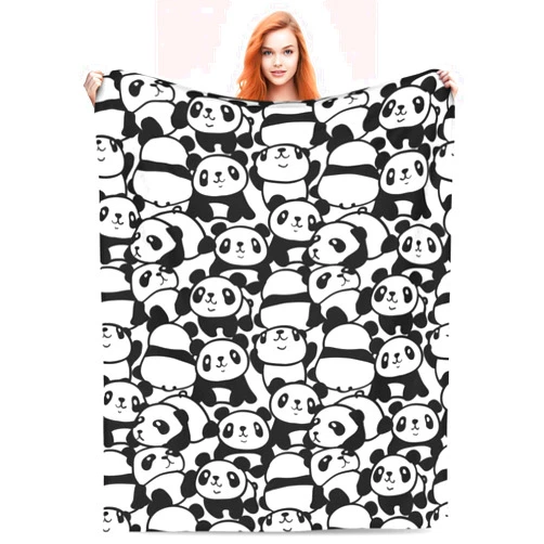 Turamurra Panda Blanket Gifts, Cute Panda Fuzzy Cozy Throw Blanket Gift for Mom Kids Girls, Super Warm Soft Flannel Panda Blankets for Bedroom Living Room Sofa Office Home Travel 50
