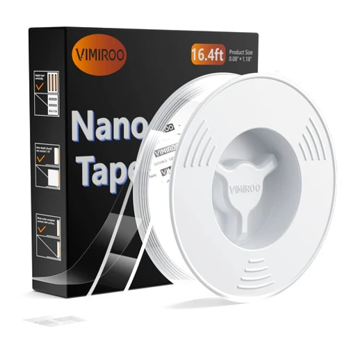 vimiroo Double Sided Tape Heavy Duty, 16.4FT Nano Tape Extra Large Clear Mounting Tape, Removable Traceless Two Sided Adhesive Tape, Strong Grip Picture Hanging Strips Adhesive Poster Carpet Tape