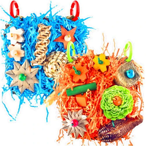 KATUMO Bird Toys, 2 Pack Bird Grass Mat Foraging Wall Toys Parrot Shredder Toys for Parakeet, Cockatiel, Conure, Lovebird, Budgie, Small to Medium Birds