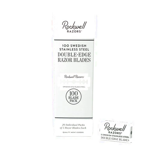 ROCKWELL RAZORS Precision-Crafted Swedish Stainless Steel Double-Edge Safety Razor Blades - Superior Sharpness for Smooth, Close Shaves - 100 Blade Pack (20 x 5-Pack)