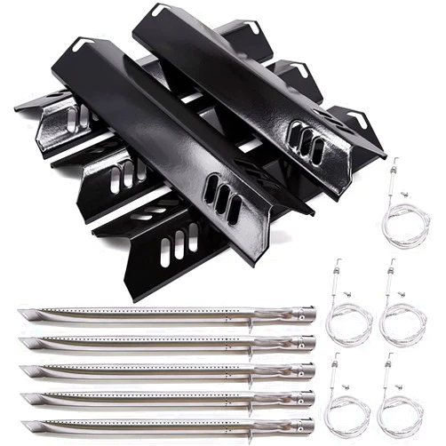 Adviace Grill Parts Kit Compatible with Dyna-Glo Dynaglo DGF510SBP DGF493BNP, Backyard Grill BY13-101-001-12 BY15-101-001-02 GBC1461W, 5 Pack Heat Plate Shields & Grill Burner Tubes & Grill Igniters