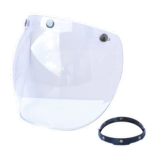 Reicyfang Motorcycle Bubble Visor Wind Shield Lens, Motorcycle 3-Snap Button Flip Up Down Universal Bubble Visor, Motorcycle Anti-UV Helmets Lens Universal for Standard 3-Snap Open Face Helmets
