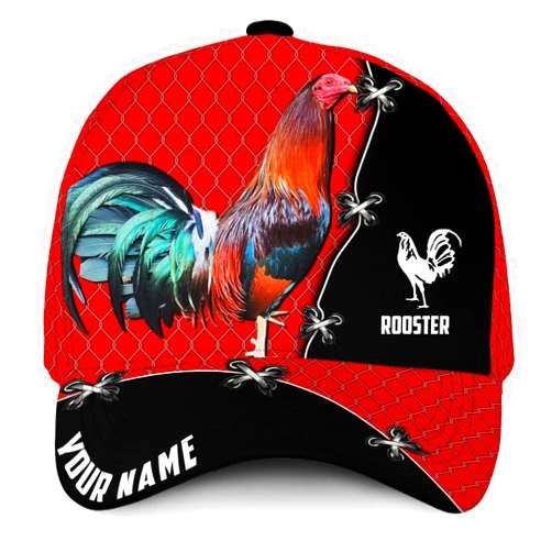 CUSTOMHUES Rooster Baseball Cap, Custom Rooster Hats for Men Women 3D, Rooster Trucker Hat with Name Gifts for Adult Chicken Lovers
