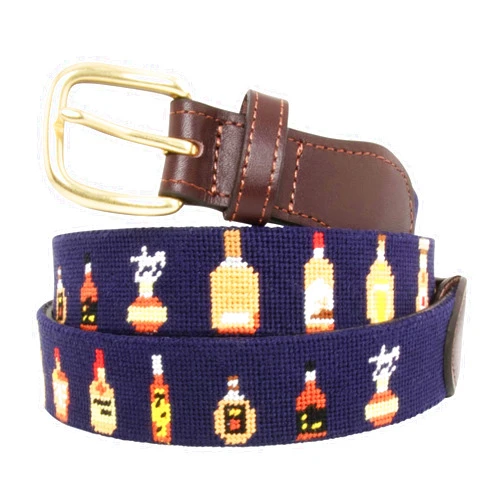 Huck Venture Bourbon Bottle Needlepoint Belt with Leather Backing (32, Bourbon)