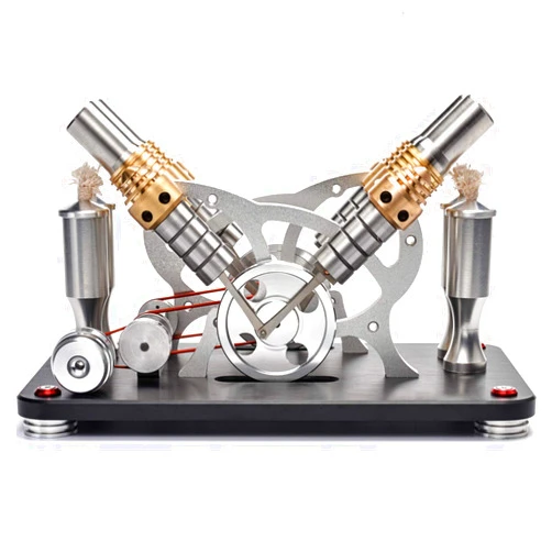 Sunnytech Hot Air Stirling Engine Motor Educational Electricity 4 Cylinders Generator Colorful LED M16-V4-D