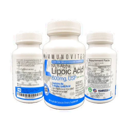 IMMUNOVITES 3-Pack Stabilized R-Alpha Lipoic Acid ((True)) 600mg per Serving [[High Potency & up to 40x Increased Absorption]] (Na R-ALA) (Na R-LA) (Na R-Lipoate) (3 Bottles) 60 Count (Pack of 3)