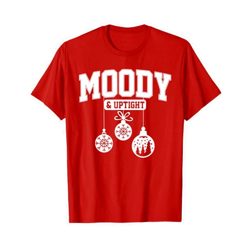 Funny Merry & Bright Moody & Uptight Xmas Couples Merry and Bright Moody and Uptight Christmas Couple Matching T-Shirt