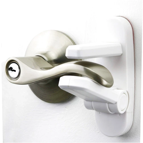 Wappa Baby Door Lever Locks (4 Pack) - Prevents Toddlers from Opening Doors - Durable ABS with 3M Adhesive - Easy One-Hand Operation for Adults, No Tools Needed