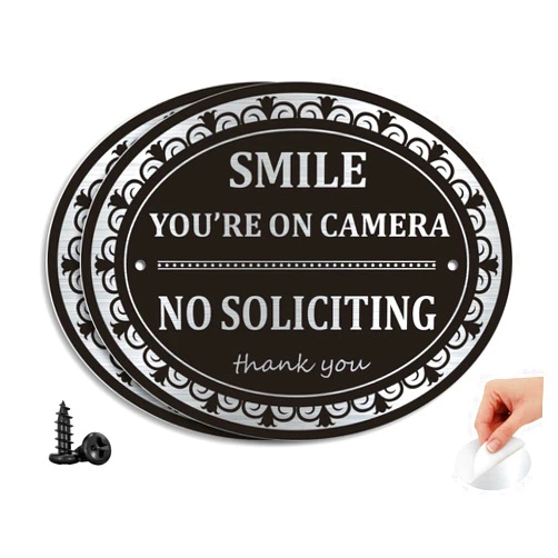 I-CowFun (2 Pack) Metal Self-adhesive No Soliciting Sign for Front Door - 6