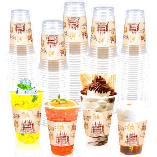 TEASIK 60 Pieces Magic Wizard Party Cups Disposable Magic Cups Plastic Drinking Cups for Halloween Party Birthday Vintage Castle Party Decoration 16OZ (Castle)