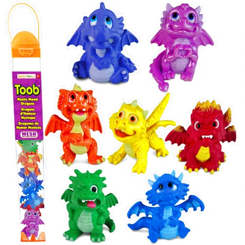 Safari Ltd. Mystic Mood Dragons TOOB – 7 Emotion-Themed Dragon Figurines – Social Emotional Learning Toy Set for Boys, Girls, and Kids 3+