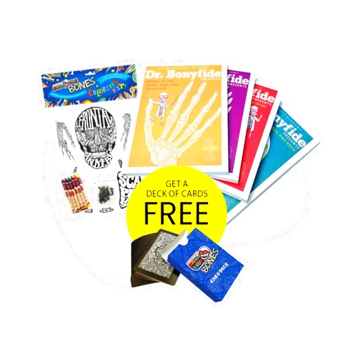 Know Yourself: 206 Bones of The Human Body Bonus Bundle, Skeletal System of The Human Body, Kids Anatomy Book, Human Body Book for Kids, Skeleton Coloring Kit, Crayons, Educational Playing Cards