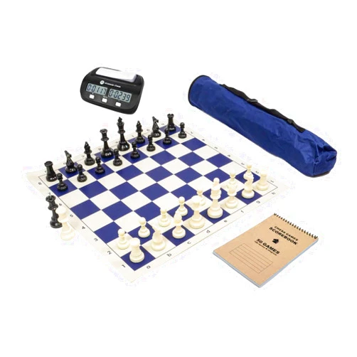 Wholesale Chess Basic Club Complete Chess Set with Scorebook and Clock (Blue)