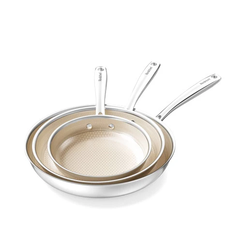 Redchef Non Stick Frying Pans, Hybrid Ceramic Frying Pan, Nonstick Skillet with Stay-Cool Handle, Non Toxic, PFAS PFOA & PTFE Free, Dishwasher & Oven Safe, Compatible with All Cooktops (8+10+12 inch)