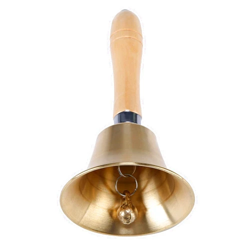 MIHEY Extra Loud Solid Brass Hand Call Bell with Wooden Handle