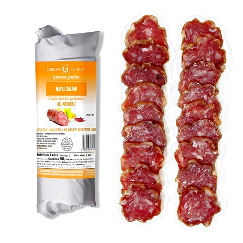 Giorgio's Naturals Giorgio’s Naturals Handcrafted Dry-Aged Salami – Maple Salami 5 Ounce, Italian Salami, Cured Meats, Charcuterie Board