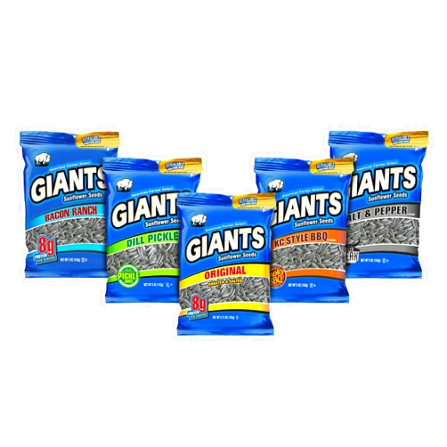 GIANTS Sunflower Seeds Variety Pack - Flavored Sunflower Seeds to Eat, Sunflower Seeds Bulk, Dill Pickle, Bacon Ranch, Salt & Pepper, Original, BBQ, High Protein Snack - 5 oz Bags (5 Pack)