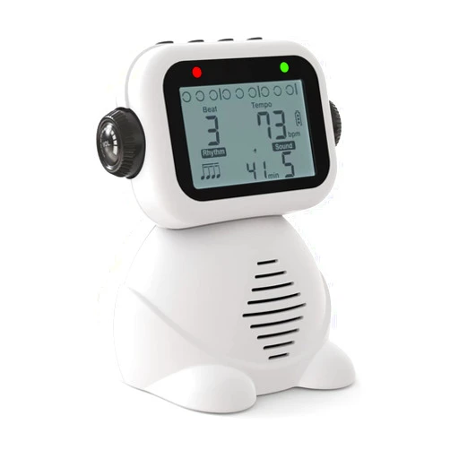 Ueteto Metronome, Digital Voice Metronome with Timer, Rechargeable Electronic Metronome with 8 Options of Tones, Robot Design with Volume Adjustment for Piano, Guitar, Drum