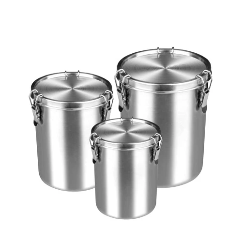 Tanjiae Compact Stainless Steel 100% Airtight Canisters Sets for Small Kitchens | Metal Food Storage Containers with Lids Sealed - Keep Flour, Sugar, Coffee, Tea Fresh for Months (18+35+56 fl oz)