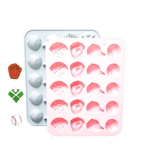 RYAOLFLY 2 Packs Baseball Fondant Molds Sports Theme Silicone Molds, Silicone Baseball Mold for Chocolate, Fondant, Candy, Cupcake Toppers, Ice cubes, etc. Great for Sport Theme Party..