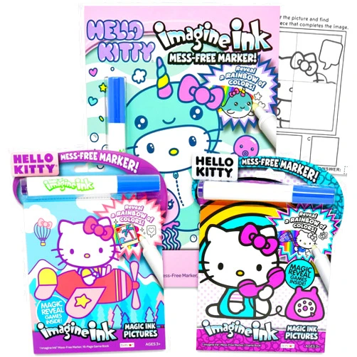 Hello Kitty Imagine Ink Coloring Super Set - Bundle with 3 Imagine Ink Mess-Free Coloring Books for Kids with Magic Reveal Pages | Hello Kitty Party Favors and Activities