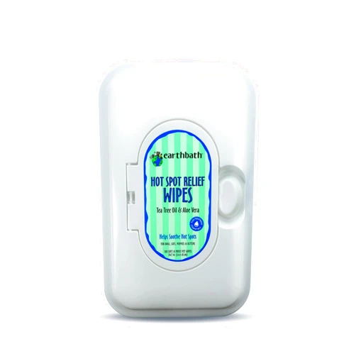 Earthbath Hot Spot Relief Pet Wipes - Tea Tree Oil Hot Spot Treatment for Dogs & Cats, 100 Count