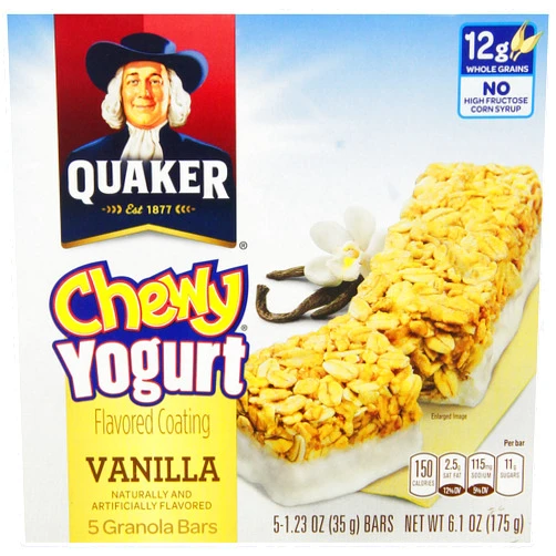 Quaker Chewy Quaker Yogurt Chewy Granola Bar, Vanilla, 6.1-Ounce Packages (Pack of 6)