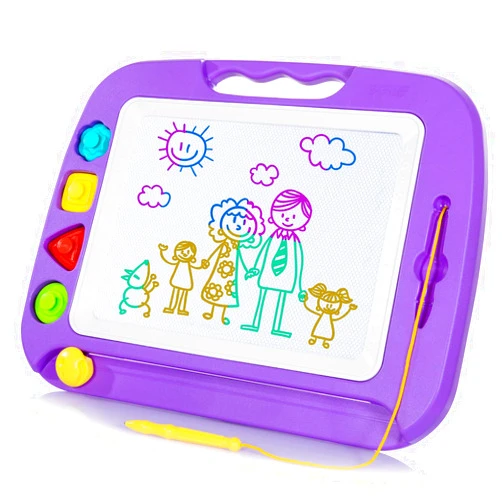 SGILE Large Magnetic Drawing Board - 4 Colors 16×13in Writing Painting Doodle Pad with 4 Stamps for Toddlers, Learning Educational Toy Etch Sketch Gift for 36+ Month Kids Girls Boys, Purple