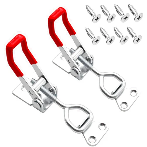 smseace 2 Pack Adjustable Toggle Clamp, 180Kg 400Lbs Holding Capacity Dedicated Button Clamp 4002, Quick Release Pull Latch，with Stainless Steel Screws SJ-4002-2P